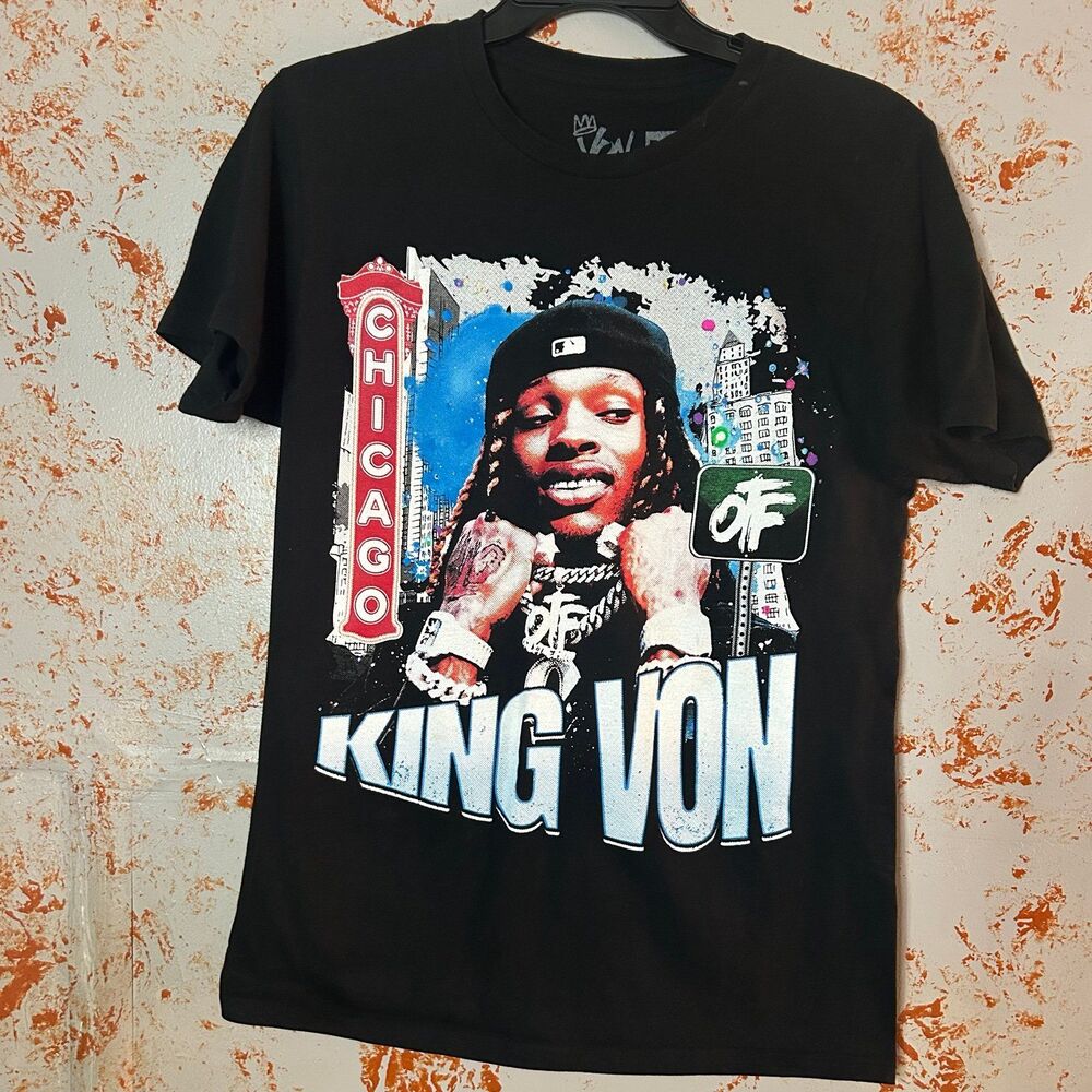 King Von Chicago OTF Rap Graphic T Shirt Black Medium Hip Hop Tee